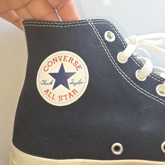 🌸Converse X Comme Des Garcon |Black High-Top Sneakers with Red Heart 11 - Picture 9 of 14